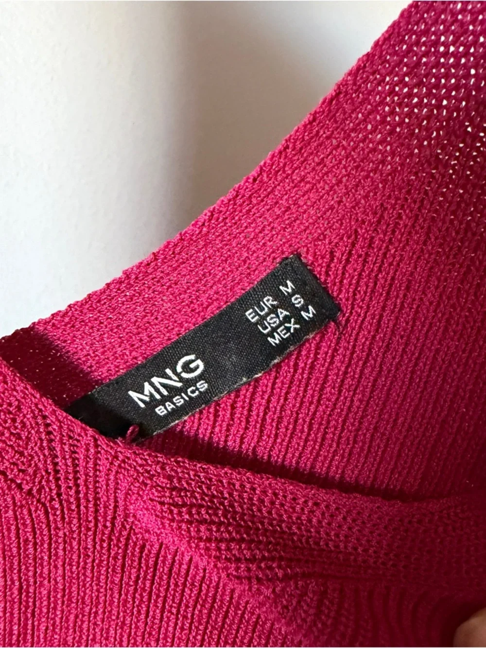 Mango V-Neck Knit Tank Top - Raspberry - Picture 2 of 5